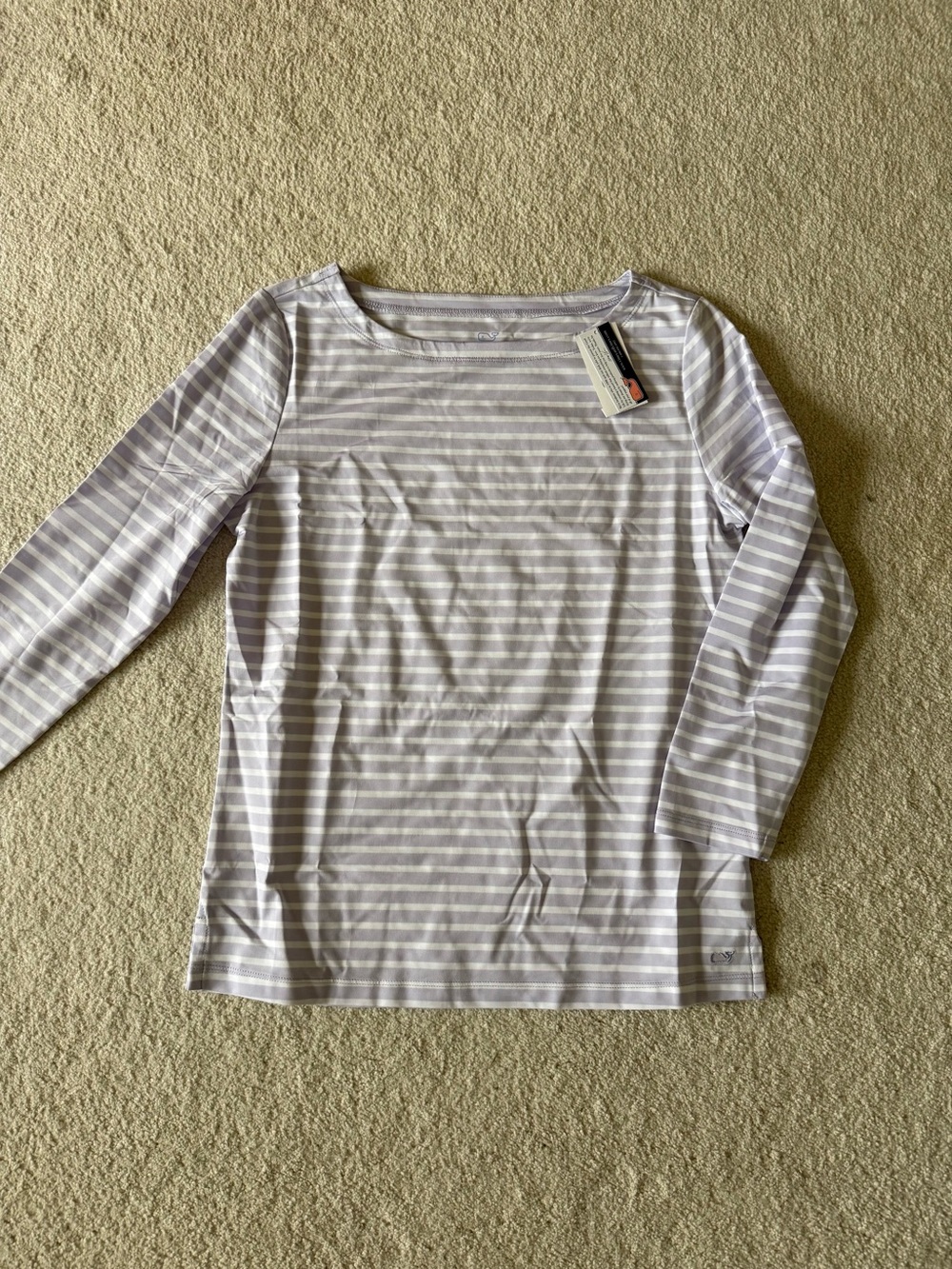 Vineyard Vines long sleeve performance tee - Lavender/White stripe (NWT)